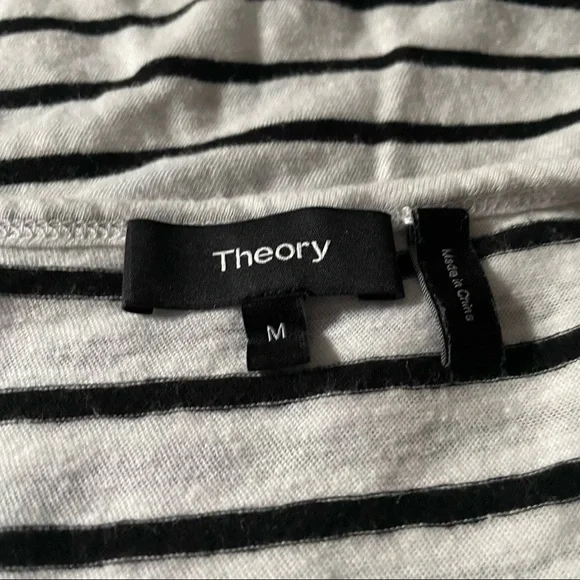 THEORY Navigate Easy Striped Scoop Neck Tee - Picture 6 of 7